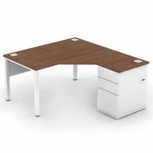 white corner desk with storage