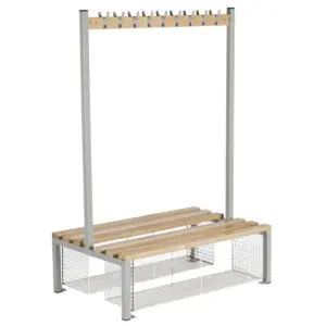 Double Sided Bench with Hooks & Shoe Tray