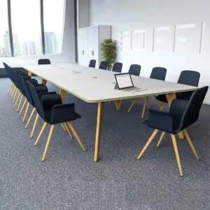 Evolve Shaped Oak Or Ral Legs Modern Table Rectangular