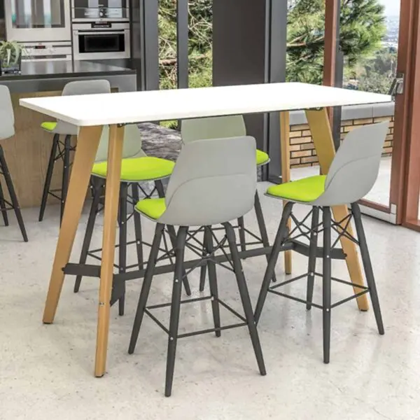 Evolve shaped rectangular poseur table