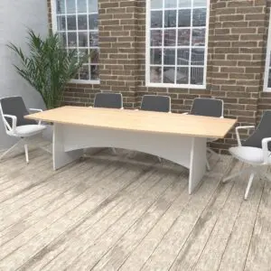 boat shaped table with panel legs