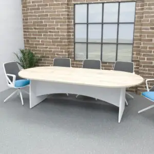 double d end table with panel legs