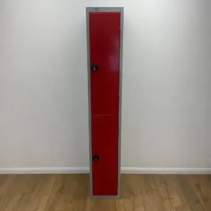 red two door locker unit