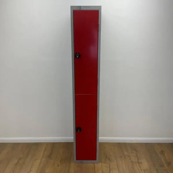 red two door locker unit
