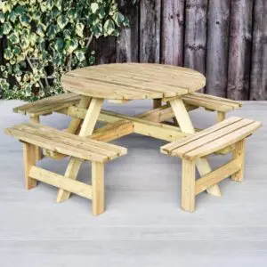 Ashow Circular Picnic Bench & Table - 8 Seater