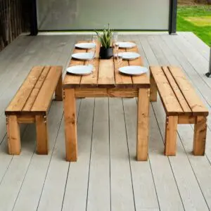 Castle Wooden Bench & Table Outdoor Dining Set