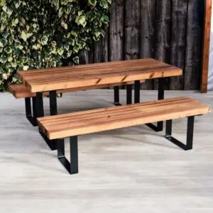 Discovery Manga Wood & Steel Backless Bench Set