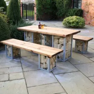 Gabion Table and Bench Set