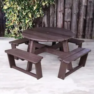 Round Recycled Plastic 8 Seater Picnic Table