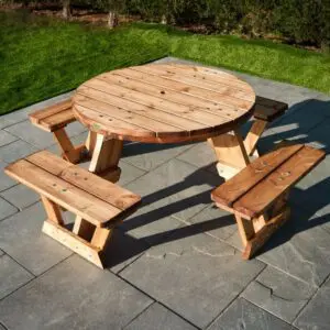 Wooden Round 8 Seater Picnic Table