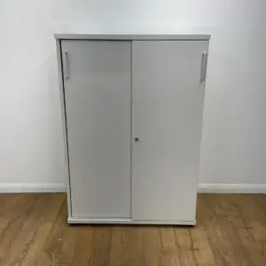 White 1150mm Cupboard with Sliding Doors <br> U-C-11-WH-07