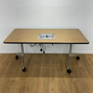 Senator Oak 1500mm Fliptop Table with Cable Port <br> U-FT-15-O-02