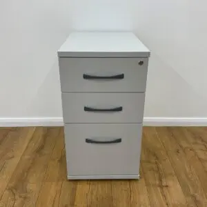 white three drawer desk high office storage pedestal