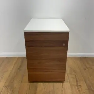 WALNUT AND WHITE PEDESTAL