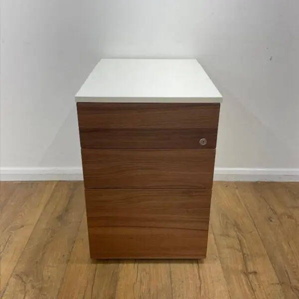 WALNUT AND WHITE PEDESTAL