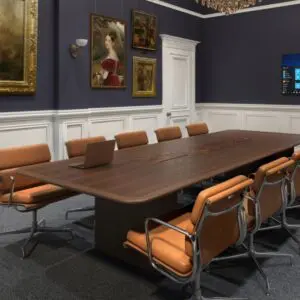 Oracle Veneer Rectangular Table with Square Base