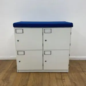 White 4 Door Locker with Blue Cushion <br> U-LS-4D-WH-04
