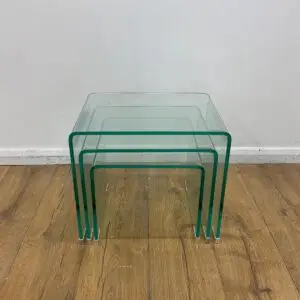 glass three piece rectangular coffee table set
