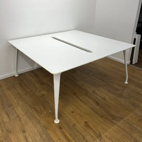 white 1600mm bank of 2 desks