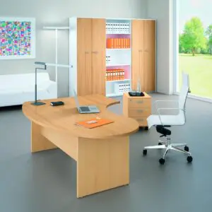 beech radial desk with rounded edge