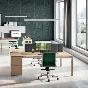 X4 Bench Desk with Integrated Pedestal Unit