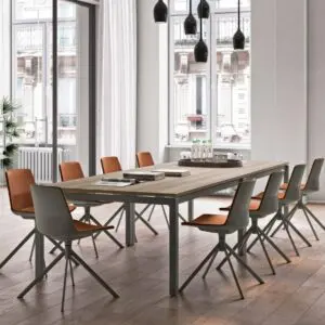 oak meeting room table with chairs