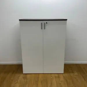 walnut and white 1300mm cupboard