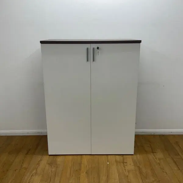 walnut and white 1300mm cupboard