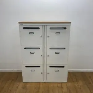 oak and white 6 door locker unit