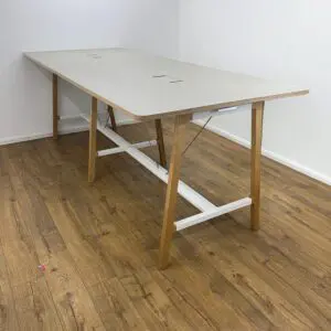 Dovetail/Grey And Oak 3000mm Poseur Table <br> U-MB-30-GR-01