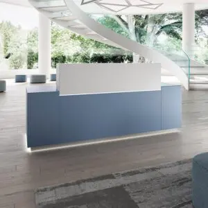 2400mm blue and white reception desk