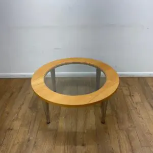 900mm beech coffee table with glass centre
