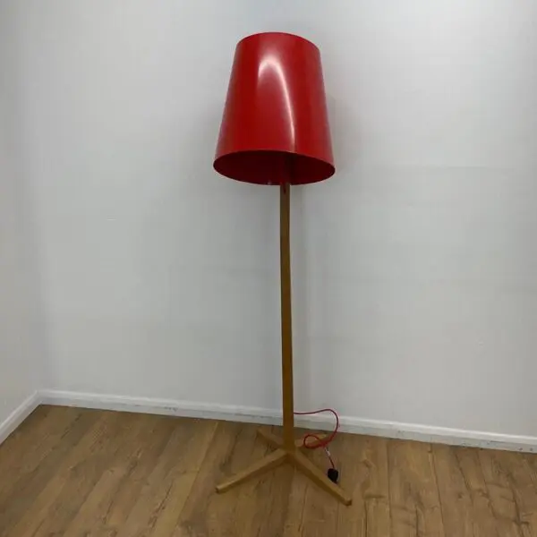 1700mm high red lamp with oak base