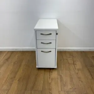 White Slimline 3 Drawer Pedestal <br> U-PS-M-WH-94