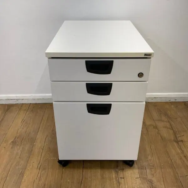 kinnarps white 3 drawer mobile pedestal