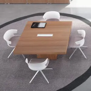 oak single section table on melamine cubed leg