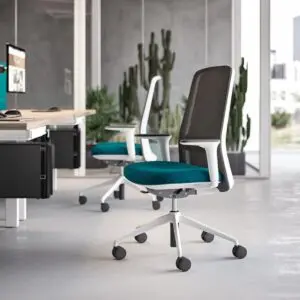 diade rock task and operator chair with white frame a 5 star base on castors