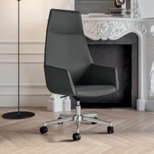 grey executive meeting room chair with chrome 5 star base on castors