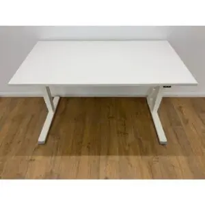White Haworth 1400mm Height Adjustable Desk <br> U-HA-14-WH-12