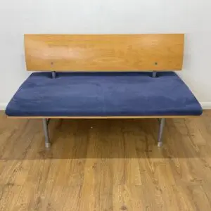Blue And Wooden 2 Seater Reception Sofa <br> U-RS-B-29