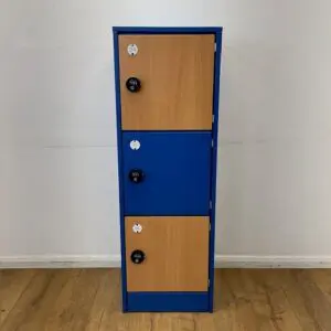 Beech And Blue 3 Door Locker Unit <br> U-LS-3D-BE-02
