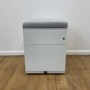 White Two Drawer Pedestal With Grey Cushion <br> U-PS-M-GR-66
