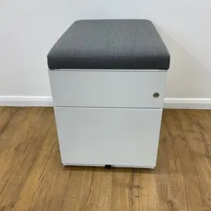 White Two Drawer Pedestal With Grey Cushion <br> U-PS-M-GR-67
