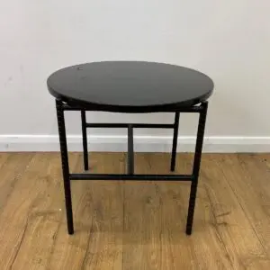 black 450mm round coffee table with black 4 leg frame