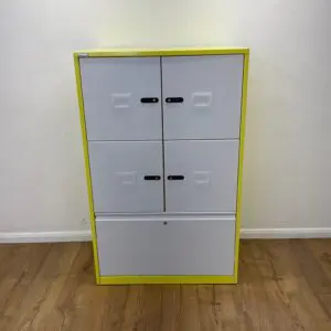 Triumph Yellow & White 4 Door Locker & lateral Filing Unit <br> U-LS-4D-Y-02