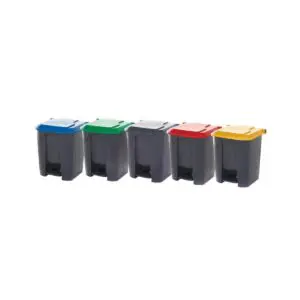 pedal bin with 5 different coloured lids