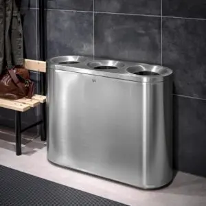 stainless steel recycling bin with 3 removable containers
