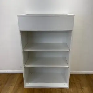 white 1270mm bookcase with planter box