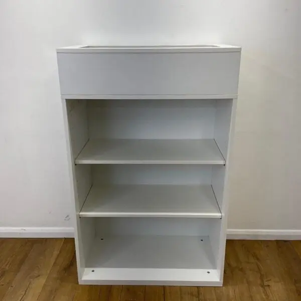 white 1270mm bookcase with planter box