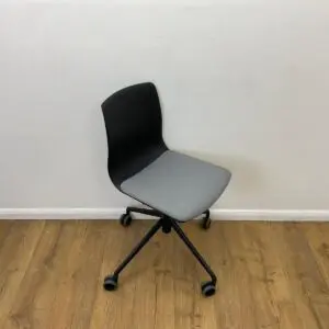 actiu grey meeting chair on 4 star black base on castors